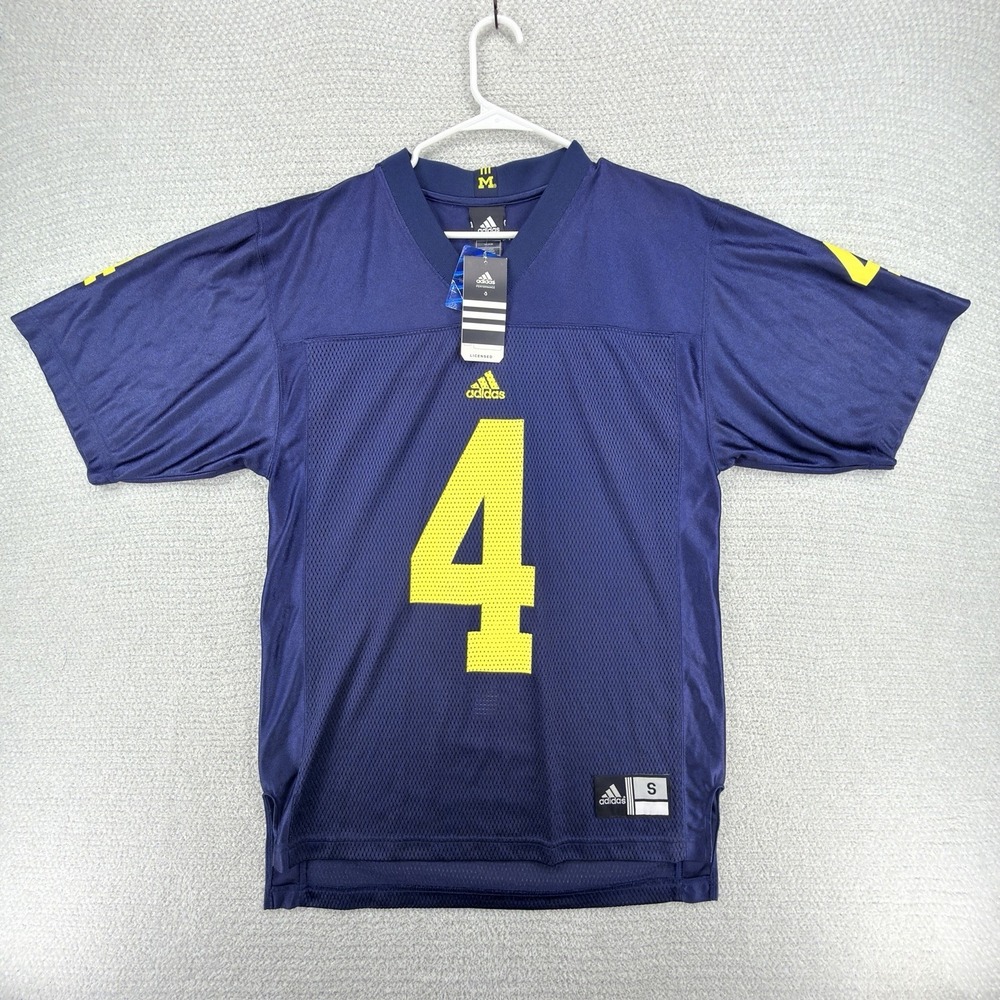 NEW Adidas University of‎ Michigan Wolverines #4 Football Jersey Mens Small Blue